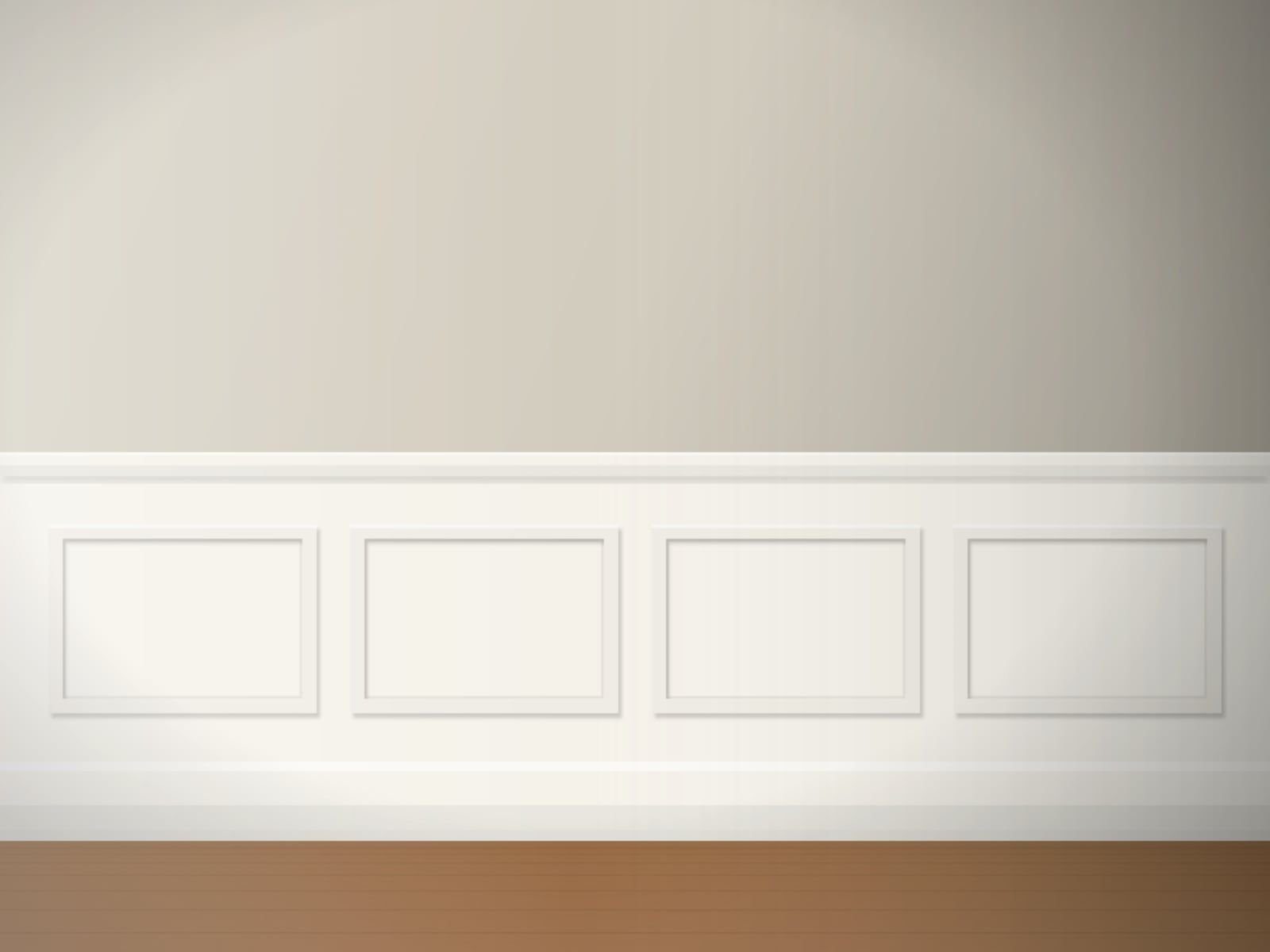 After: Dining room wall with new flat-panel wainscoting
