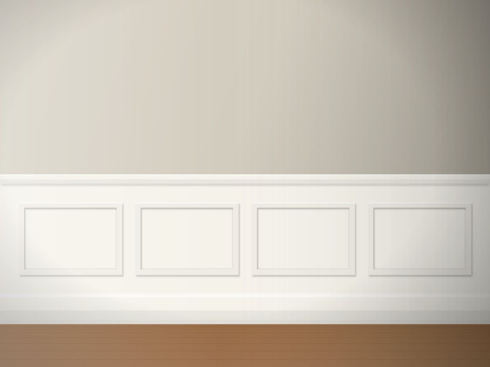 Paneled wainscoting on the lower half of a wall